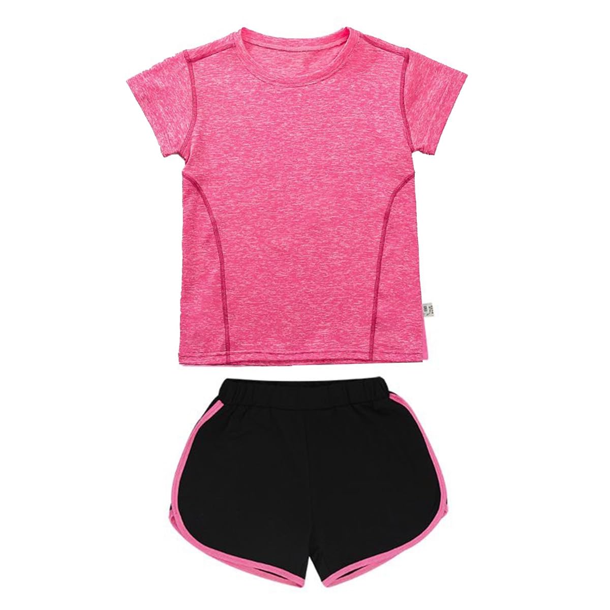Tuta sportiva per bambini, con scollo rotondo, con pantaloni sportivi, tuta corta, 2 pezzi, per ragazze e jogging