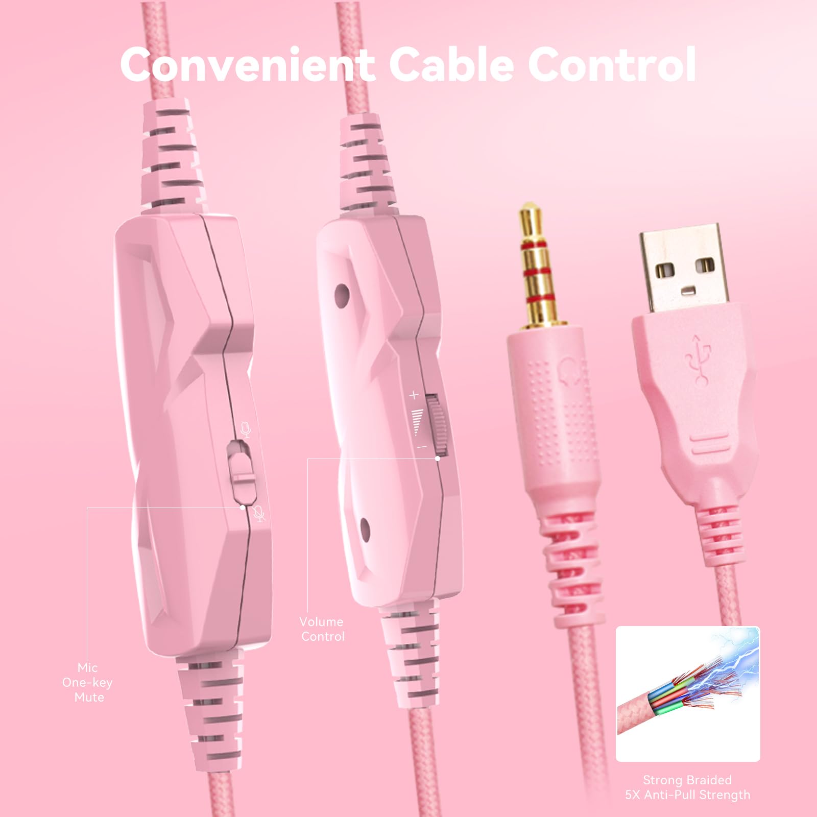 Auriculares para Juegos con micrófono para PC, Xbox One Series X/s, PS4, PS5, Switch, Auriculares estéreo con cancelación de Ruido con micrófono, RGB, para computadora, portátil, Mac, Nintendo, Gamer | Cancelación de ruido sobre la oreja con cable RGB par