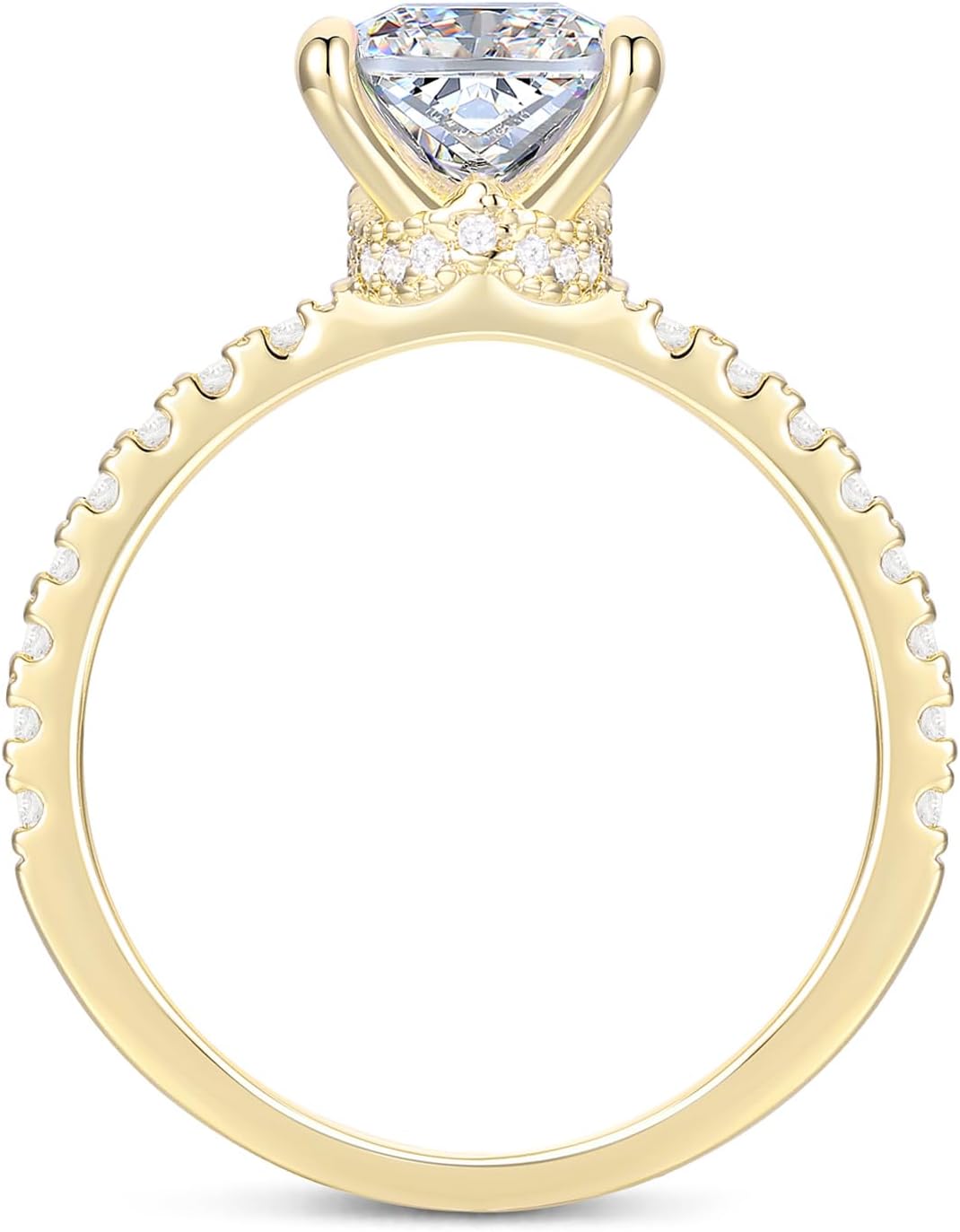 14k Gold Moissanite Ring 14K Gold 3ct Radiant Cut Moissanite Engagement Rings for Women - Image 3