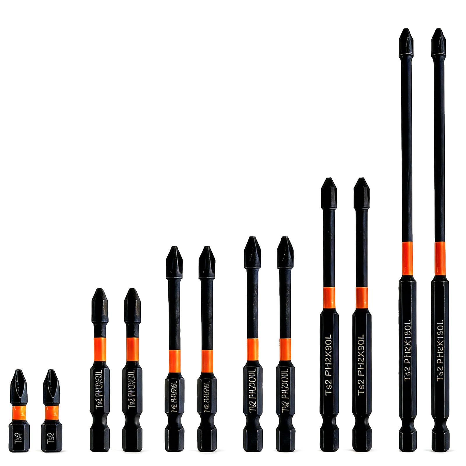 Bamily 12Pcs Magnetic Impact Driver Bits, Heavy Duty PH2 Screwdriver Bit Set, S2 Alloy Steel 25/50/75/90/100/150mm for Electric Drill Manual Screwdriver Home DIY Repai