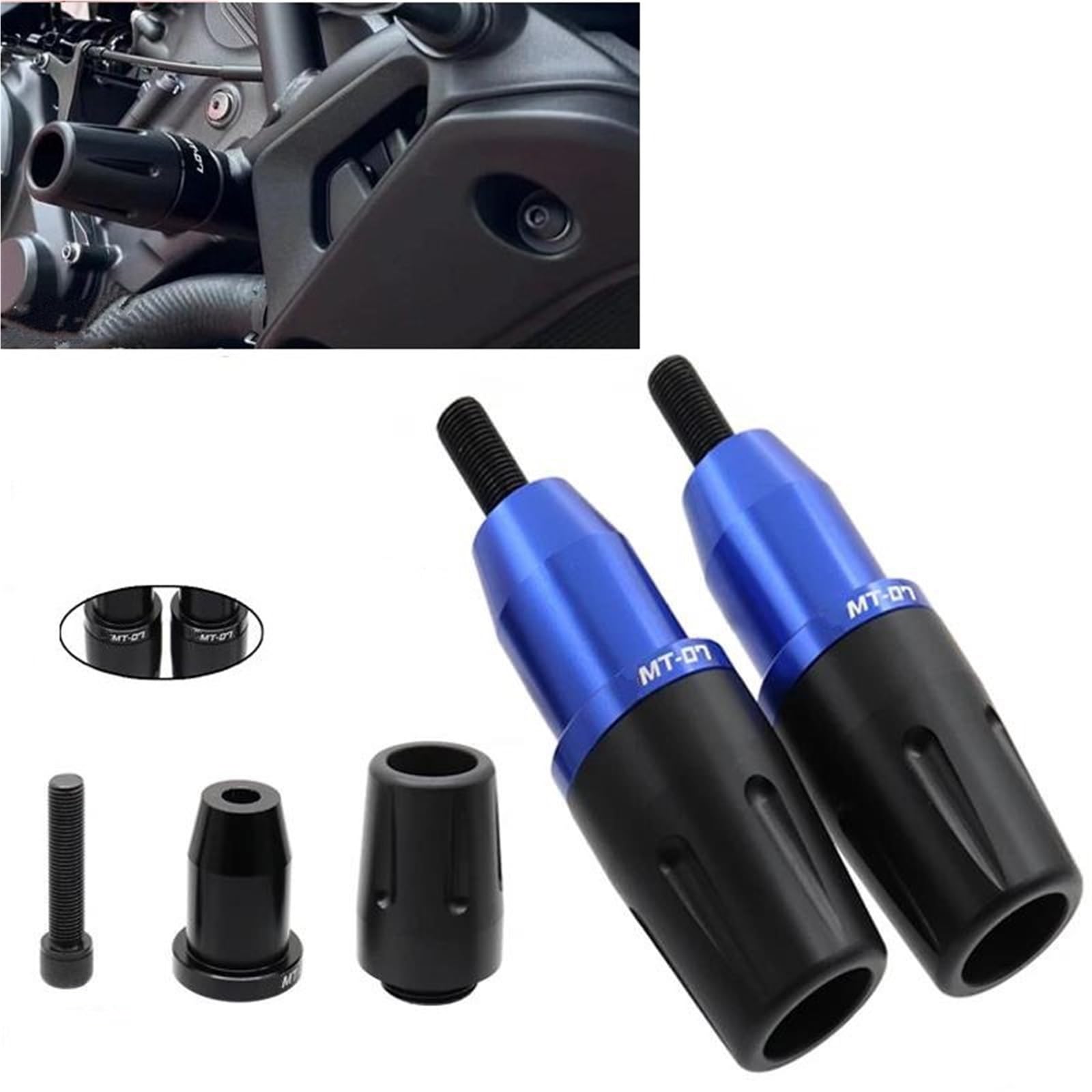 Motorrad-Rahmengleiter, Motorschutz, Sturzpads, Sturzschutz Für MT-07 MT 07 2014–2023 MT07 2021–2022 Rahmen Schieber Protektoren(SCHWARZ)