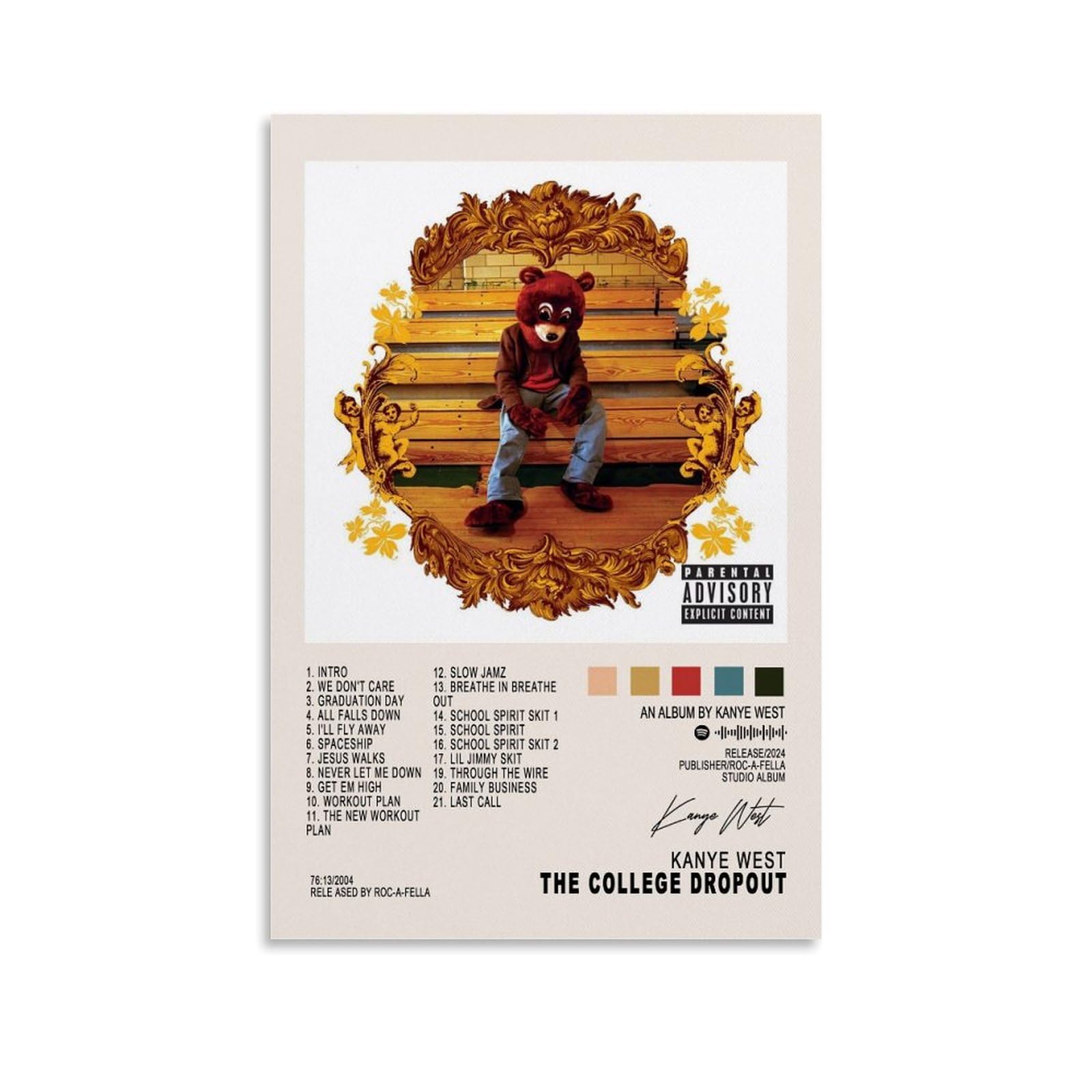 Kanye West Album Cover Poster The College Dropout Poster Decorative Painting Canvas Wall Posters And Art Picture Print Modern Family Bedroom Decor Posters 20x30inch(50x75cm)