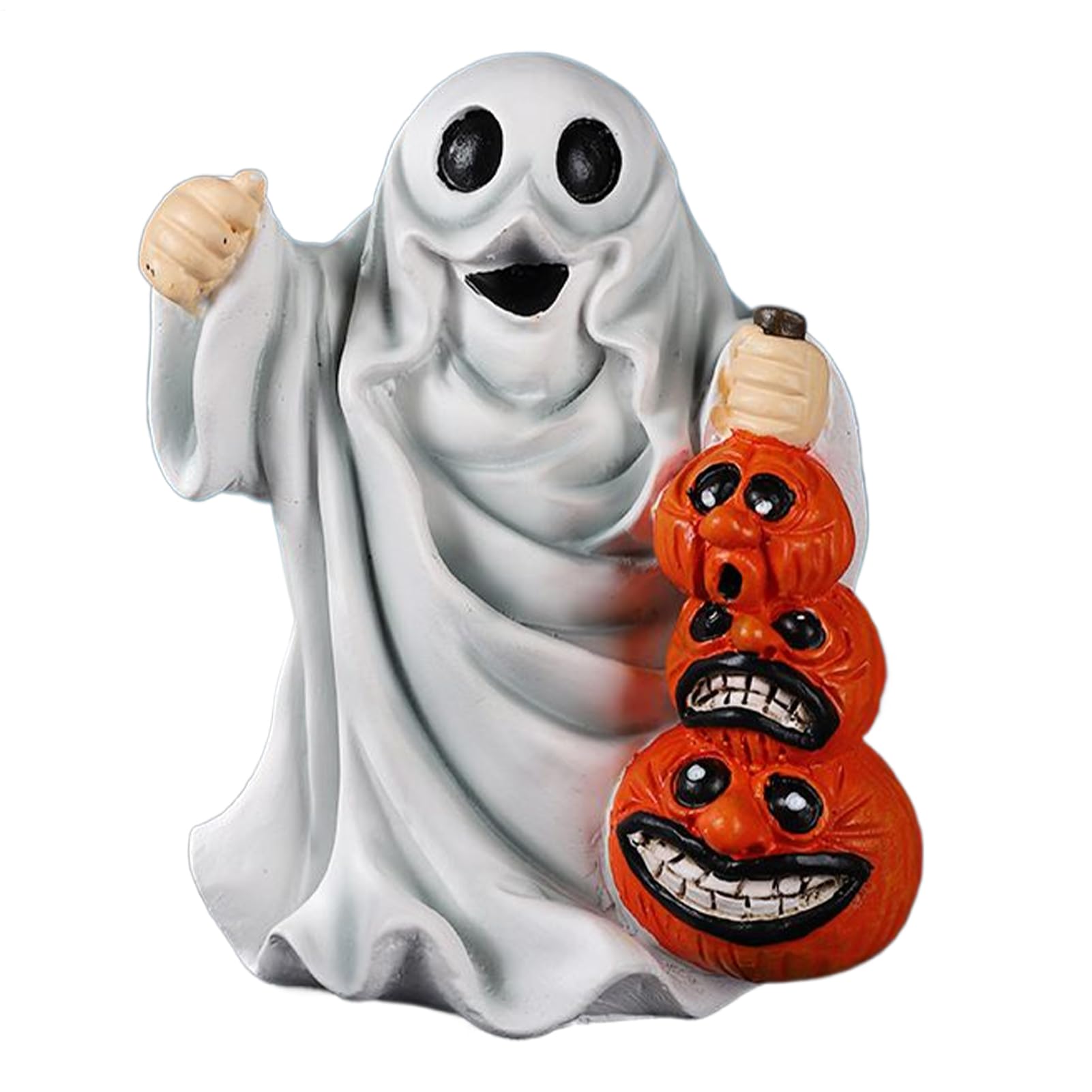 Figurines fantômes en résine avec citrouilles pour décoration d'automne