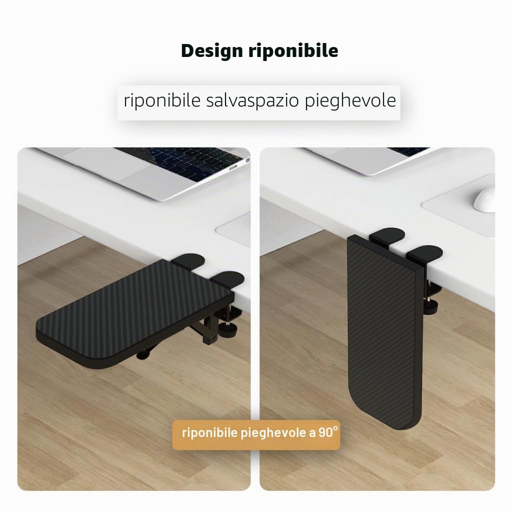 Bracciolo per computer per scrivania, adatto per scrivanie da ufficio, robusto supporto per braccio per mouse, estensione per scrivania per computer, adatto per casa e ufficio, nero, L