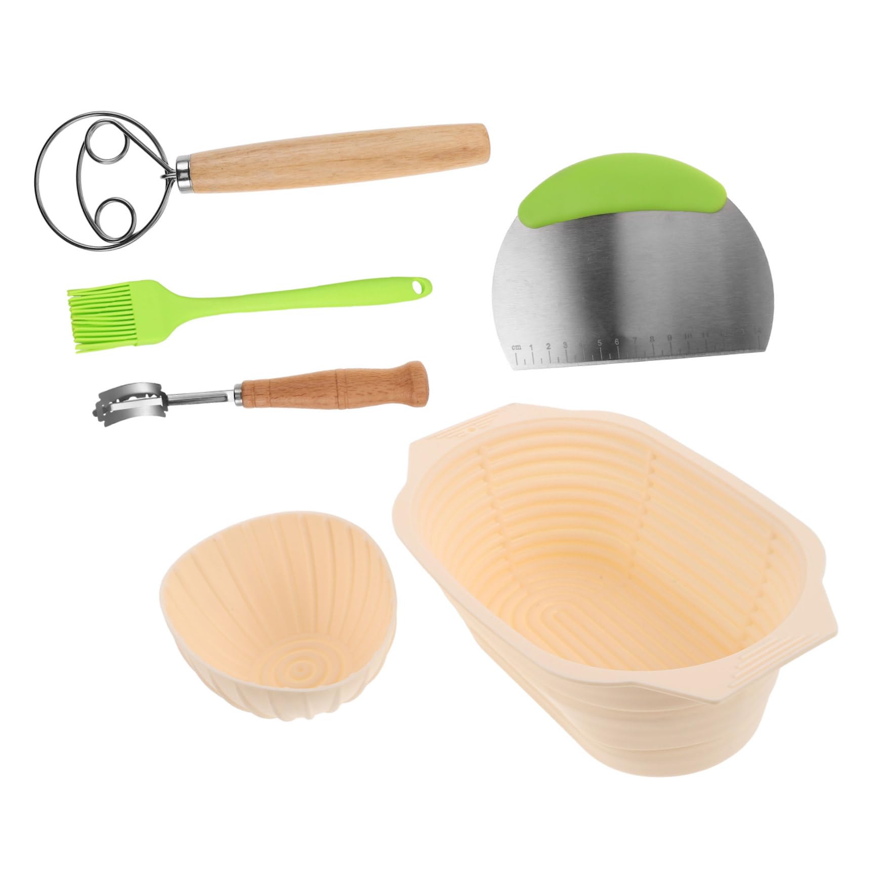 Juego de Cesta de Masa Madre de Silicona y Acero Inoxidable para Fermentación de Pan, Diseño Plegable, Gran Capacidad, Resistente a Altas Temperaturas para Uso en Casa
