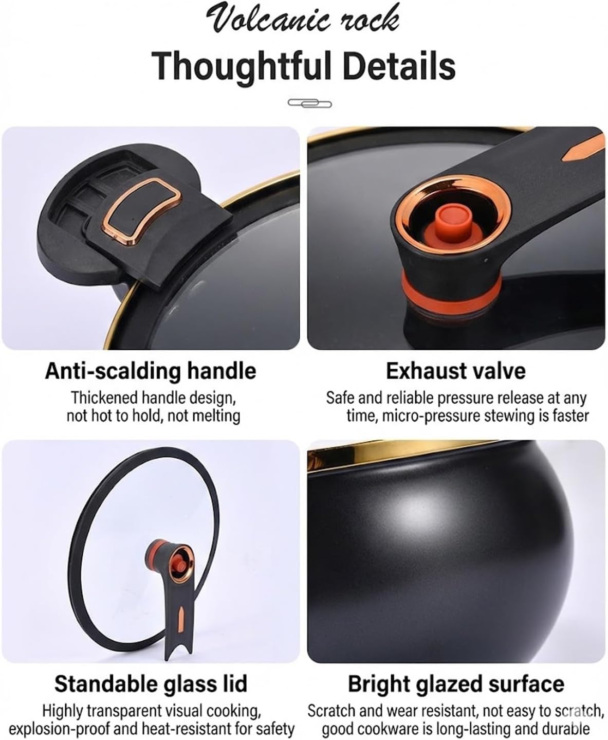 Twisting Handle Pot, 8L Micro Pressure Cooker, Non Stick Stewpot with Locking Lid, Large Capacity Soup Stockpot for Gas Induction Stove, Low Press Safety Valve, Fast Cooking Cookware(Orange)