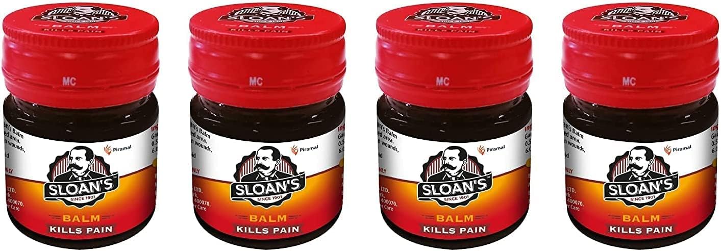 Sloan's Balm | Kills Severe Pain | Power of Ayurveda with 5 Herbal Oils | Unique Heat Action with Capsicum Extract 20gm x Pack of 4