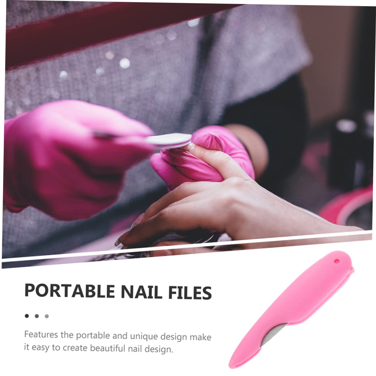 Lima per Unghie Pieghevole Mini 8 Pezzi Rosa in Abs e Metallo | Manicure Domestica e Salone, Design Delicato e Portatile, Levigatura Semplice