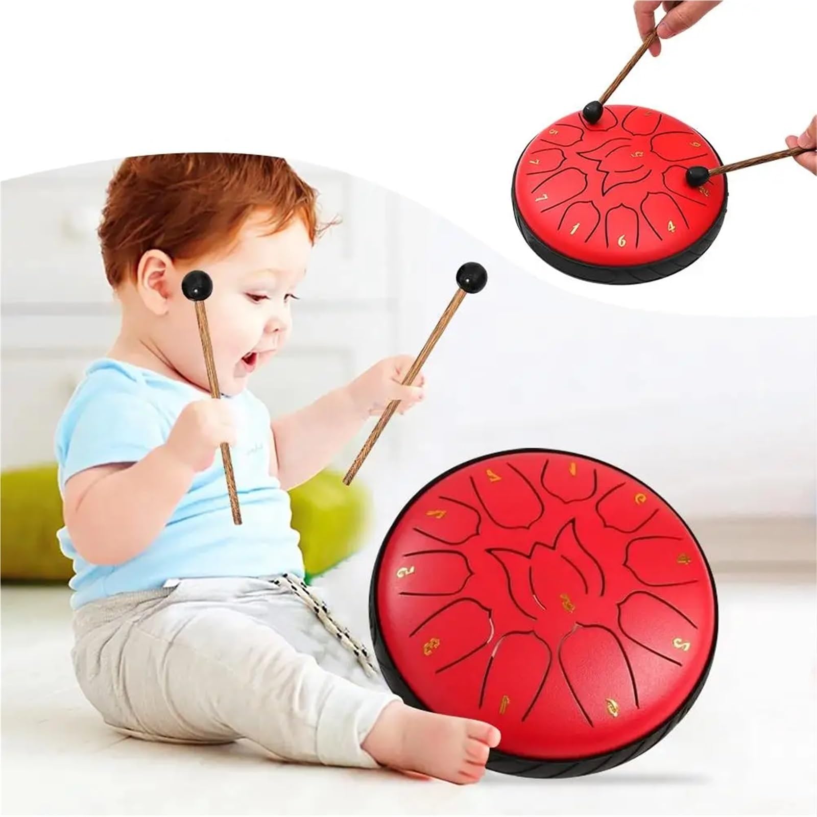 Rain Drum Tambour à Langue en Acier de 6 Pouces et 11 Tons for extérieur, Tambour à Main avec Sac de Rangement, Yoga, méditation(Color 9)