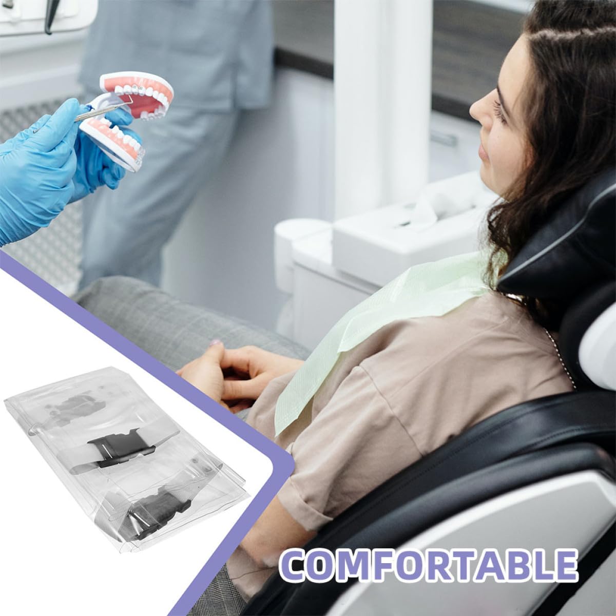 Set 6 Pezzi Coprisedia Trasparente in Pvc Resistente All'usura per Poltrona Odontoiatrica Protezione Confortevole per Studi Dentistici e Uffici