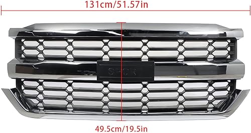 Miniatura 5 de waltyotur Rejilla superior delantera cromada de repuesto para Chevy Silverado 1500 2016 2017 2018 2019 84602489