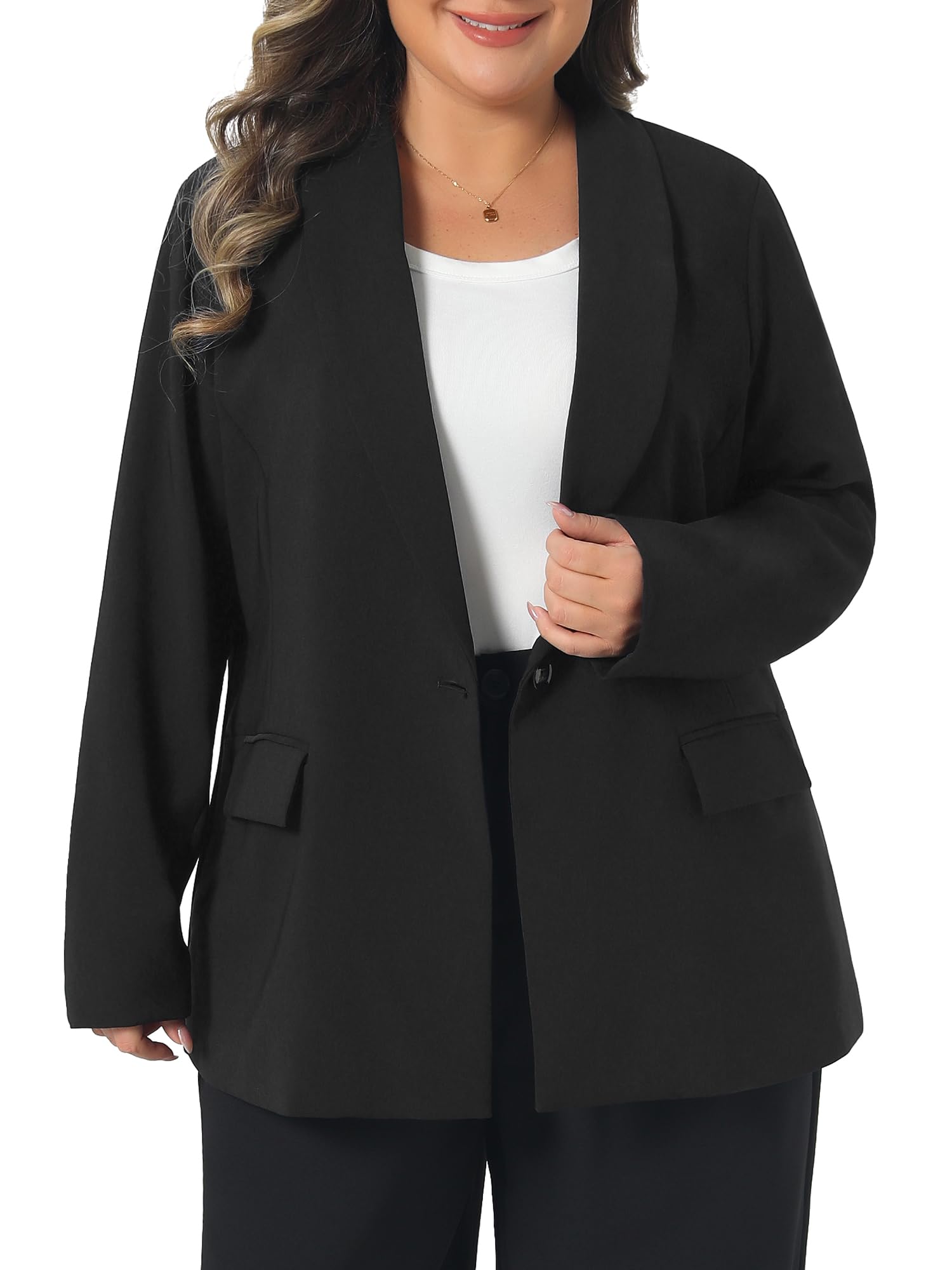 Agnes Orinda Plus Size Blazers for Women Lapel Button Work Business Casual Outfits Dressy Suit Jacket Blazer