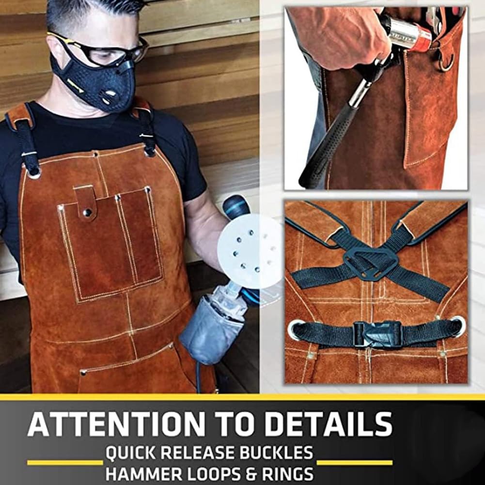 Tablier d'atelier avec poche à outils, tablier de travail en bois robuste pour homme pour forgeron, menuisier, taille M-XXL