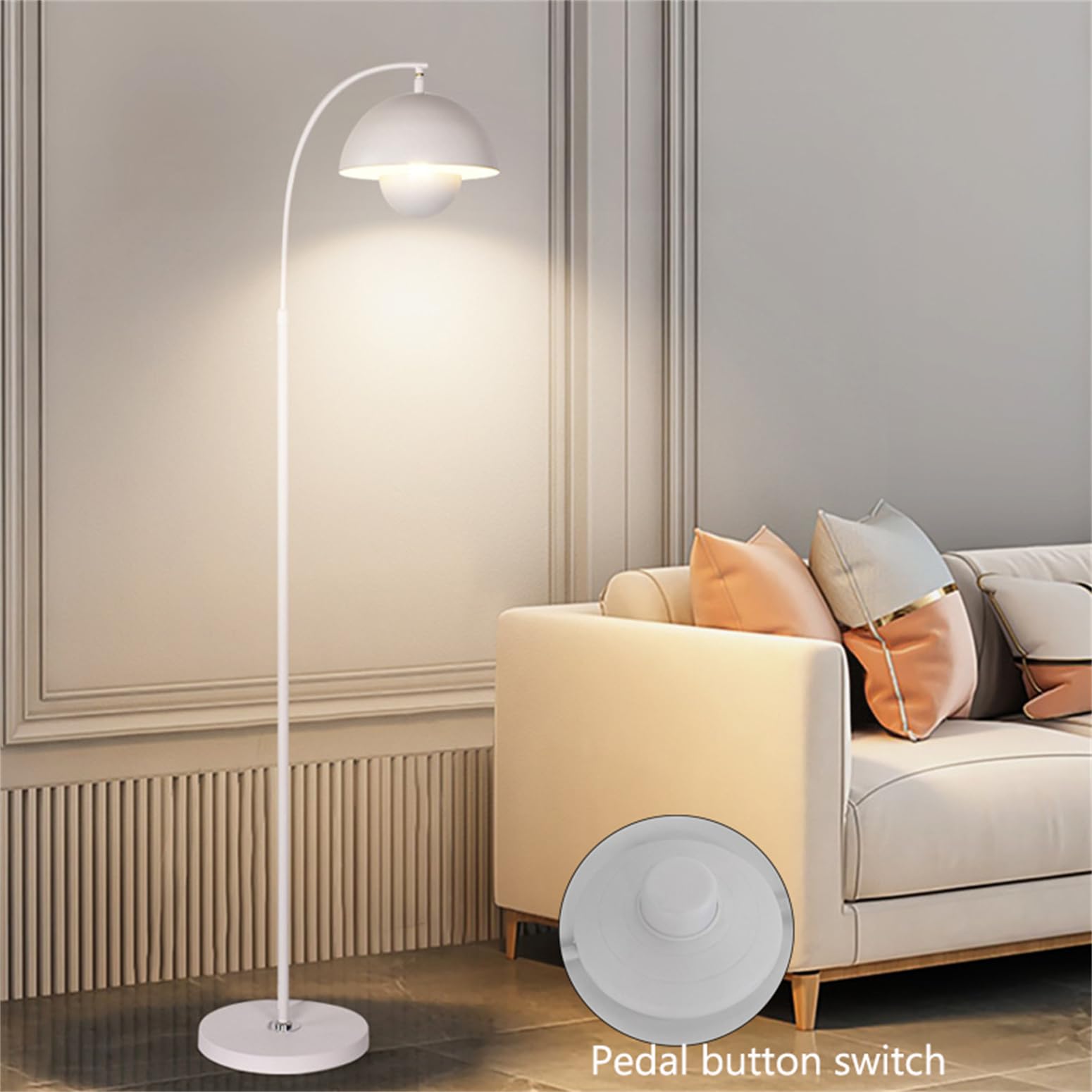 Lampade da Terra Lampada Moderna, 3 Temperature di Colore e Soggiorno Regolabile, Lampada Alta dal Design Semplice per Camera da Letto e Lettura, Bianca