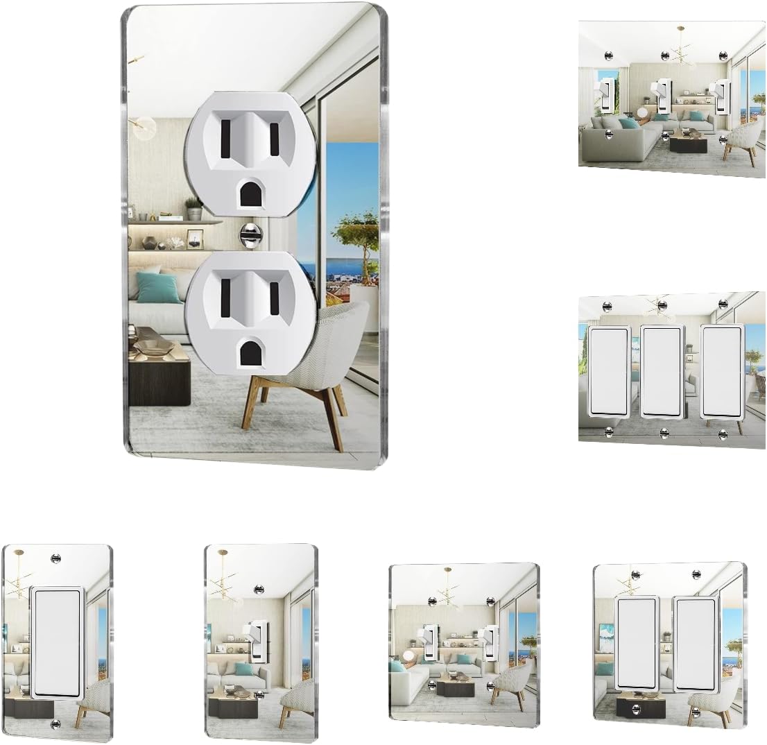 Acrylic Glass Decorator Wall Plate Mirrored Light Switch Cover Electrical Receptacle for