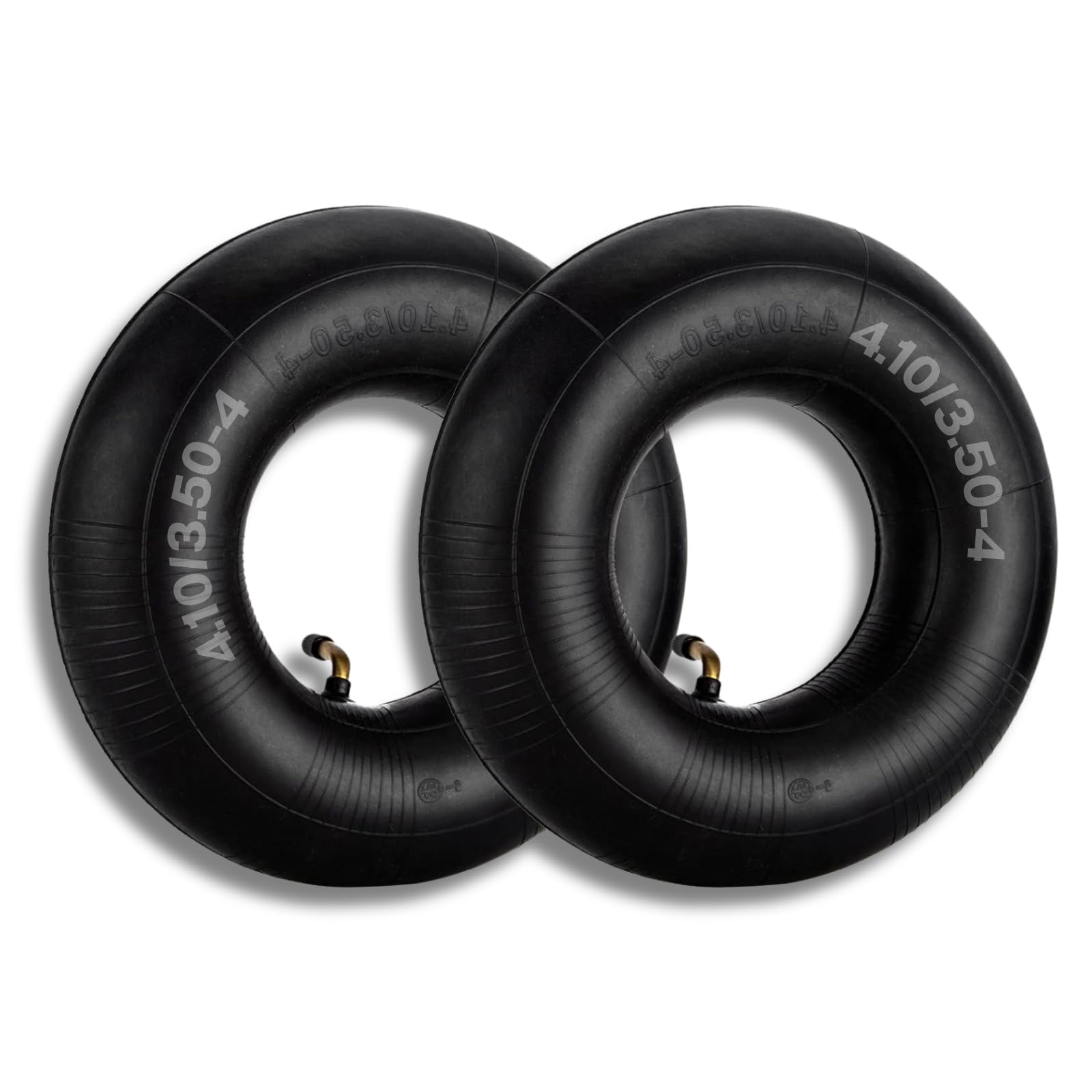 4.10/3.50-4" Tire Inner Tubes, 2 Pack Heavy Duty 4.10 3.50-4/410/350-4 Tube with Bent Valve Stem for Wheelbarrows, Lawn Mowers, Hand Trucks, 4" Cart, Tractors, Golf Cart, Dolly, Trailers
