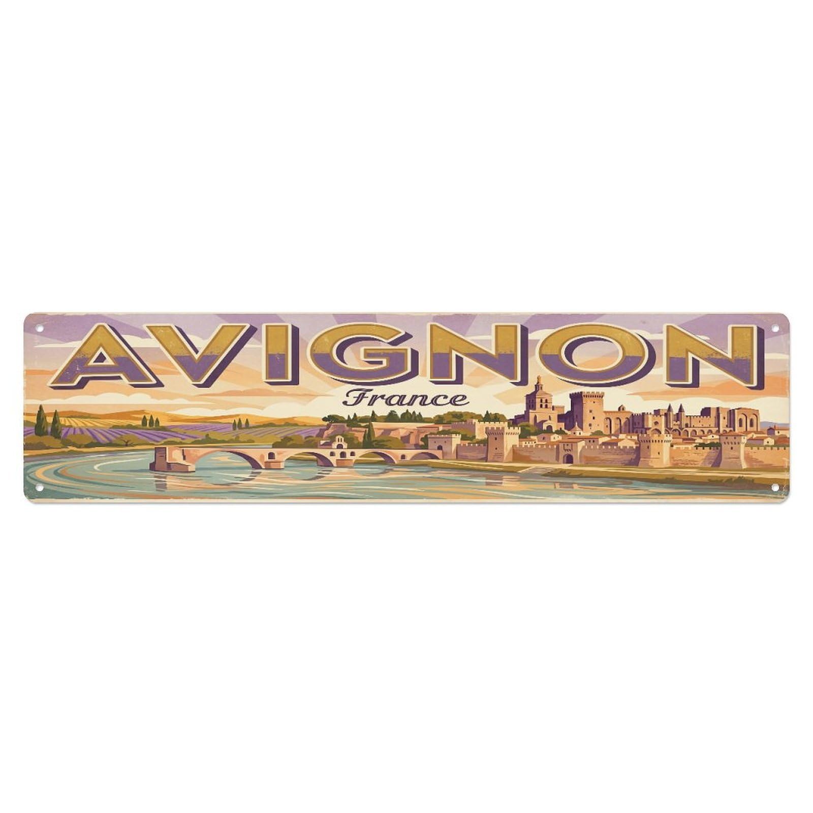 Metal Tin Sign Vintage Travel France Avignon