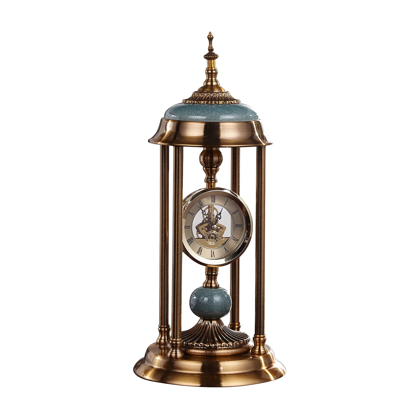 Naturecraf Vintage Brass Desk Clock and Shelf Clock Display Stand Antique Compass London Pocket Watch Directional for Bedroom, Kitchen Decorative Art