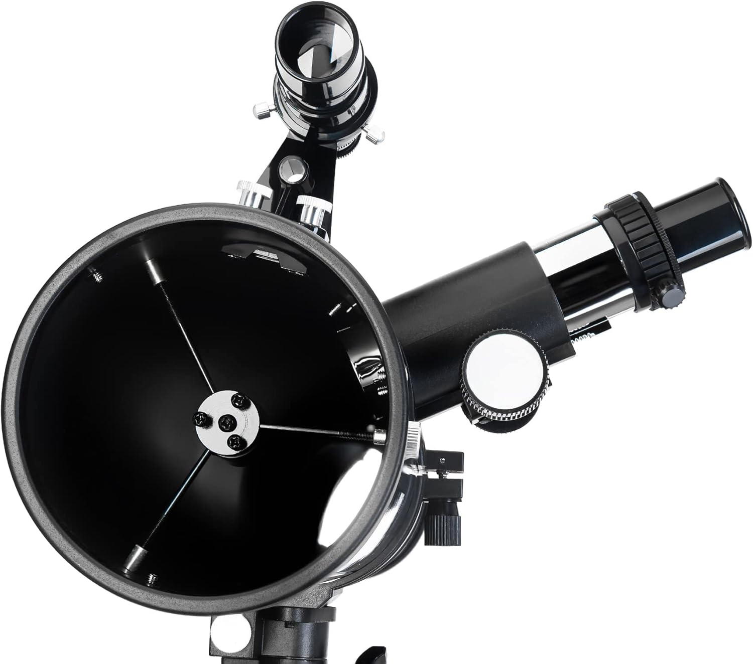 Přední view of the telescope optical tube showing the primary mirror