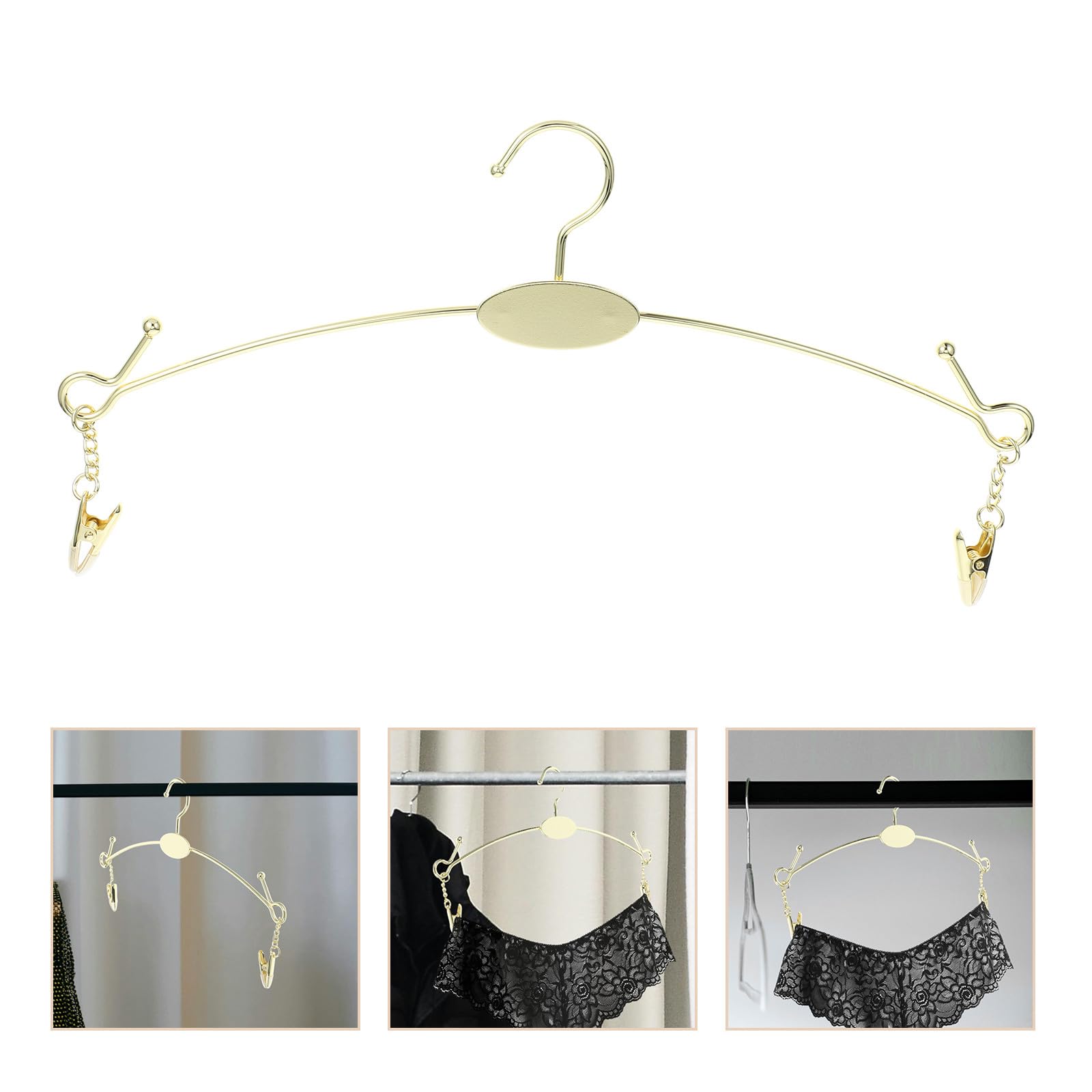 Set 10 Grucce in Metallo Dorato per Reggiseni Clip Organizer Salvaspazio Multifunzionale per Armadio per Esposizione e Conservazione Biancheria e Abbigliamento
