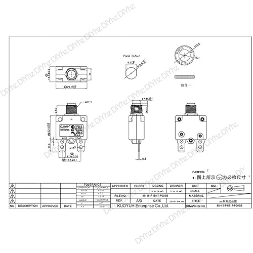 Miniatura 5 de DIYhz Interruptores de circuito de 12 amperios, protector térmico de interruptor de sobrecarga serie 88 Restablecimiento manual del botón con