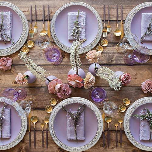 Spsyrine Baroque White Charger Plates, Set Of 6 Plastic Chargers For Dinner Plates, Wedding Holiday Party, Table Setting #TOP6