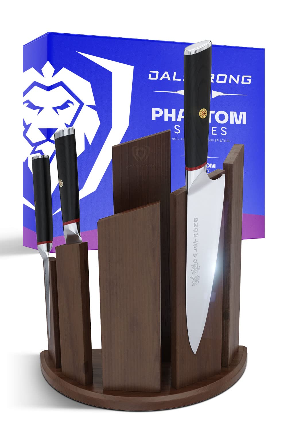 Dalstrong Knife Block Set -6pc- Magnetic Knife Stand-Phantom Series-Japanese High-Carbon AUS8 Steel-Knife Kitchen Set-Pakkawood Handle-Mens Valentines Gift