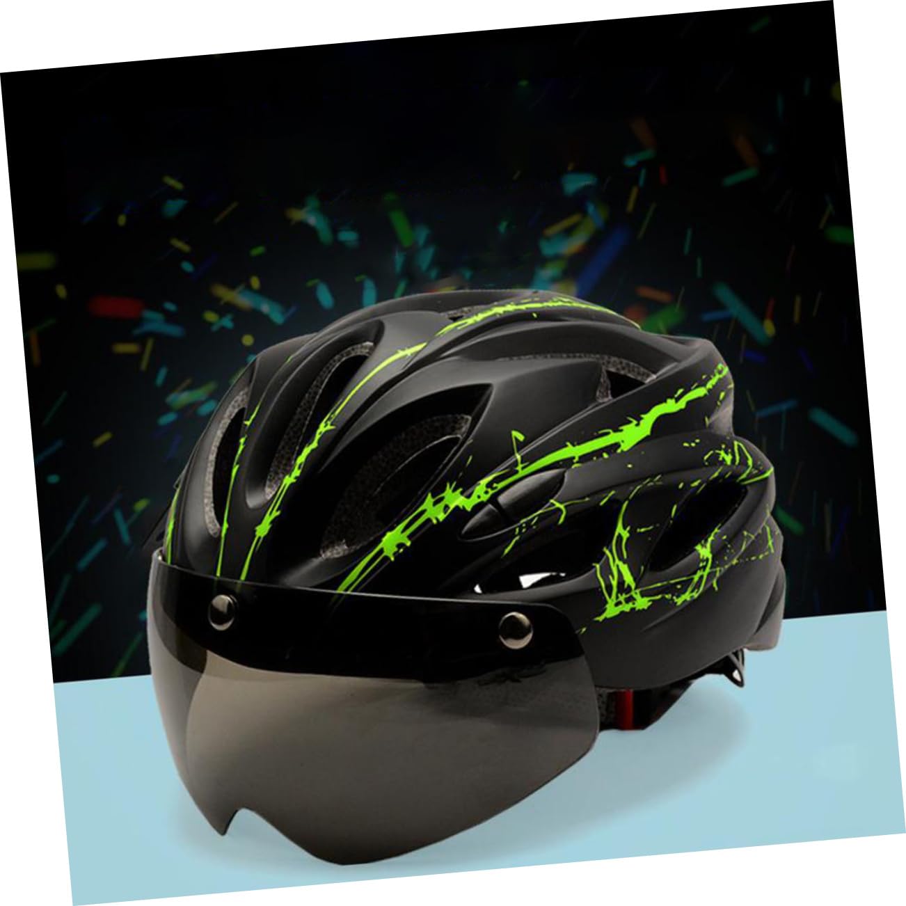 Casco de Bicicleta con Gafas Magnéticas, Transpirable, Pc, Negro