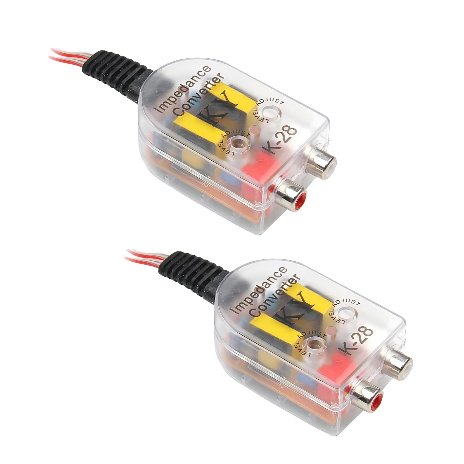 High Frequency to Low Frequency Output Converter, Subwoofer Modified Car Audio Converter, Speaker Output to RCA Line Control Audio Signal Adapter, for Most Cars Speaker Parts (Transparent)-image-44