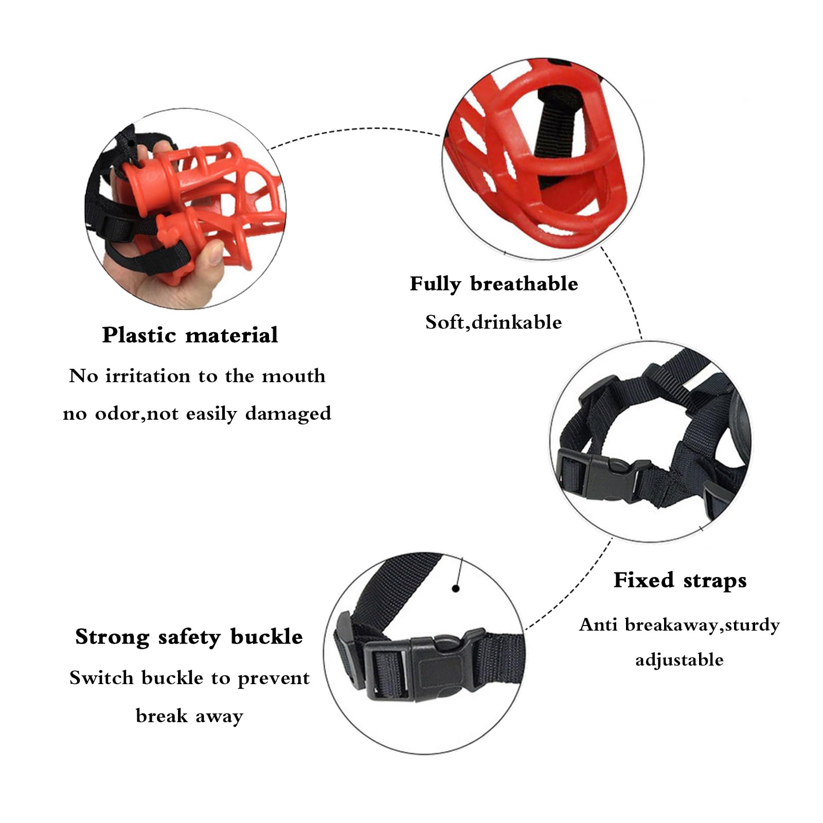Bozal para Perros, Bozal antiladridos for Perros, Protector de bozal for, Transpirable, Ajustable, diseño humanizado, Permite jadear y Beber(Red,XS)