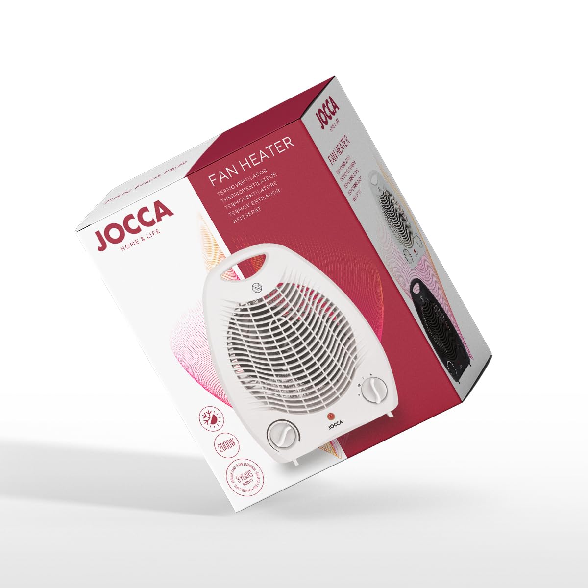 Jocca - Calefactor Eléctrico de aire caliente 2000W | Calefactor Estufas Baño | Función calor y ventilador | 2 velocidades | Asa para facilitar transporte