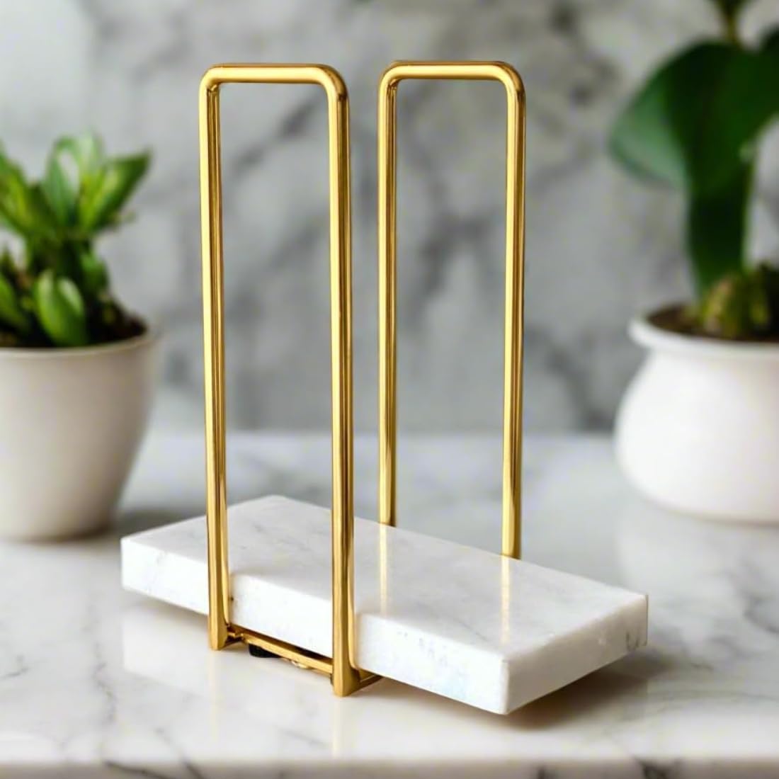 MASON HOME Imperial Napkin Holder White & Gold - 1pc - L 25.4" x B 17.8" x H 7.6" | Bathroom - Kitchen - Bedroom - Washbasin | Towel - Kitchen Roll - Paper Towel | Home Décor | Organizer | Stand 3