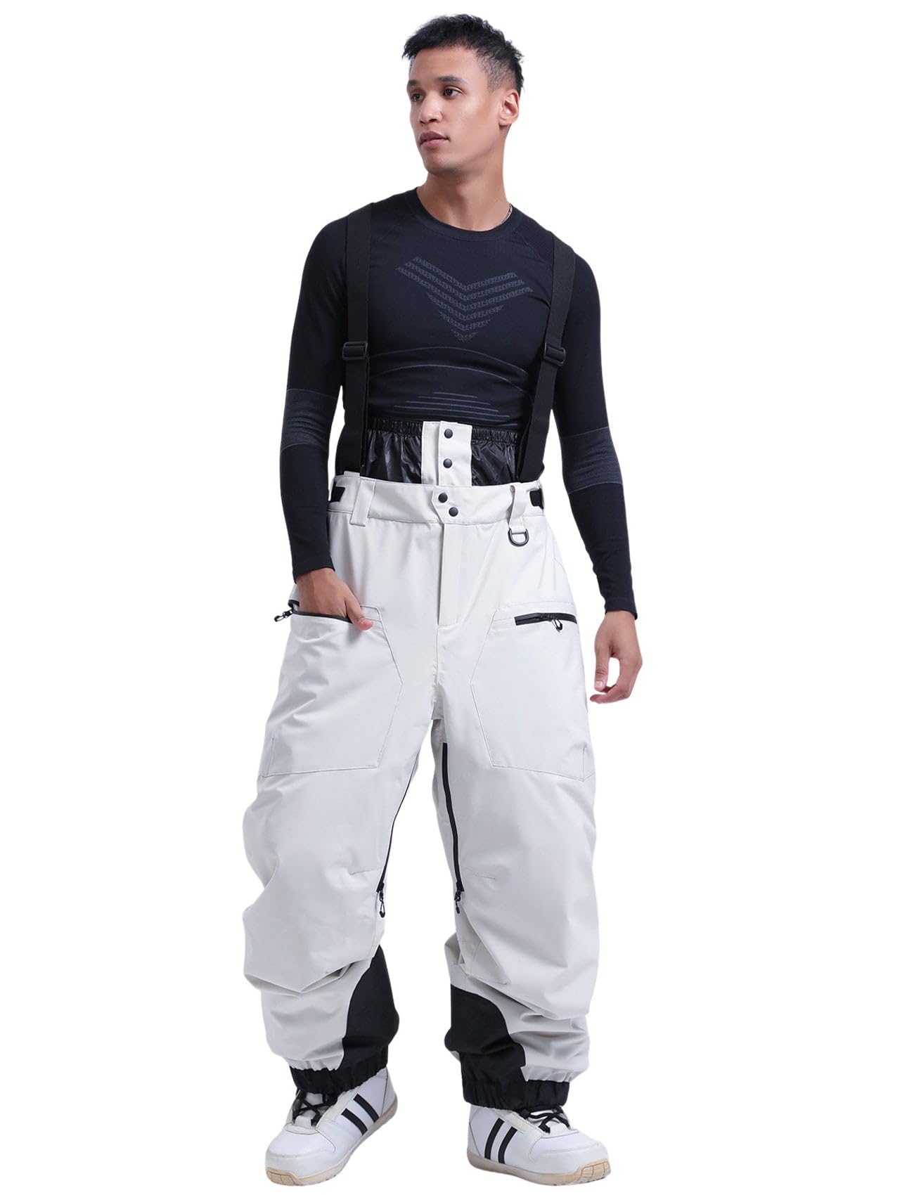 IMPHUT Women Snow Bibs Men Ski Pants Baggy Snowboard Bibs Pants Overall Insulated Waterproof Windproof Warm Winter