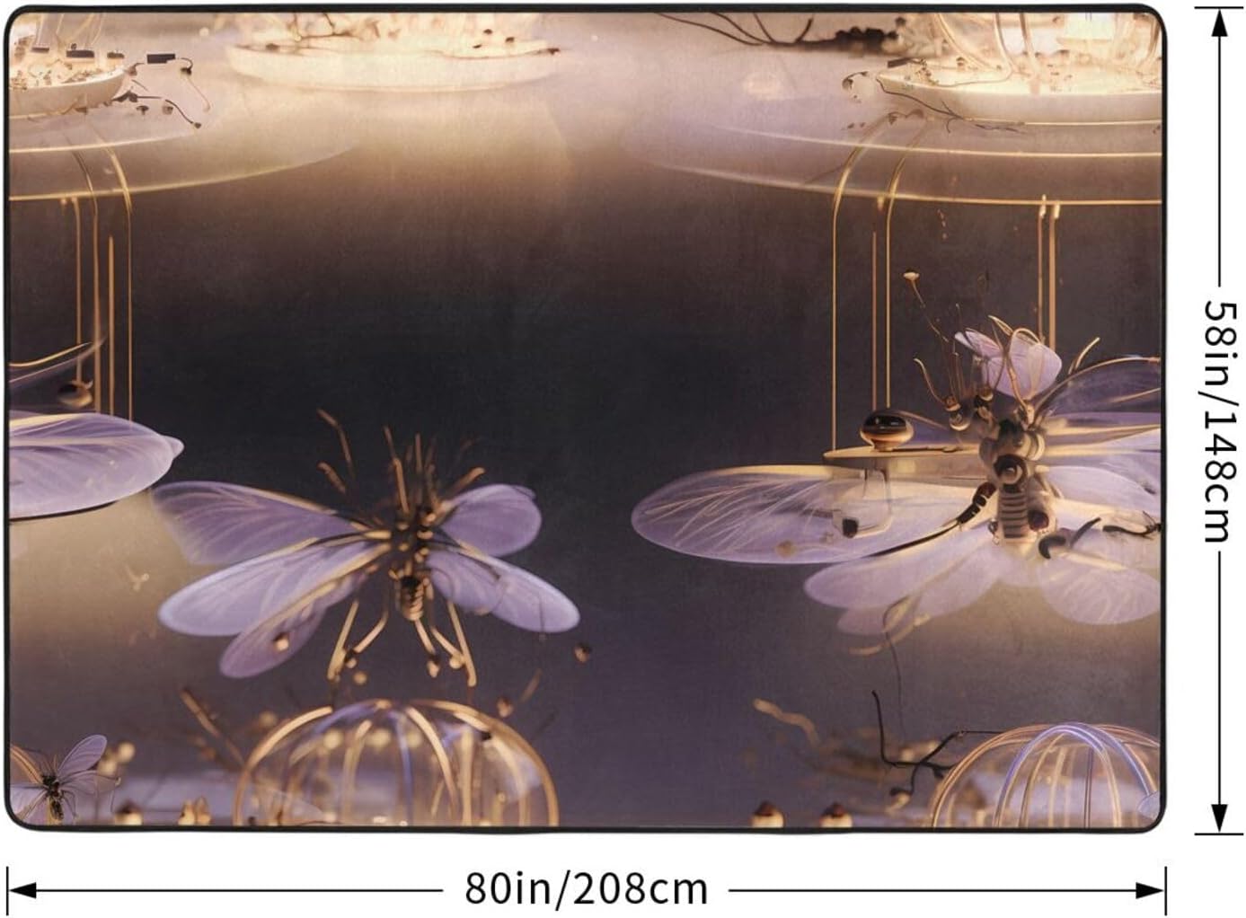 Crystal Animals Printed Floor mat 80x58 inches, Non-Slip Decorative Carpet for Bedroom and Living Room