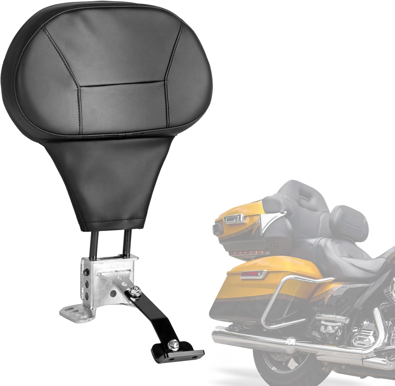 Goldfire Rider Backrest Road King Detachable Adjustable Plug-in Driver Backrest Pad Fits for Harley Street Glide 2009-2024 Ultra Limited FLHTK FLHTKL CVO Limited FLHTKSE Street Glide FLHX Accessories