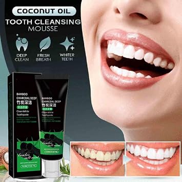 Bamboo Charcoal Whitening Toothpaste, Activated Charcoal Whitening Toothpaste, Removes Tooth Stains and Freshens Breath, Eliminates Bad Breath, Relieves Gum Swelling and Pain (1PC)