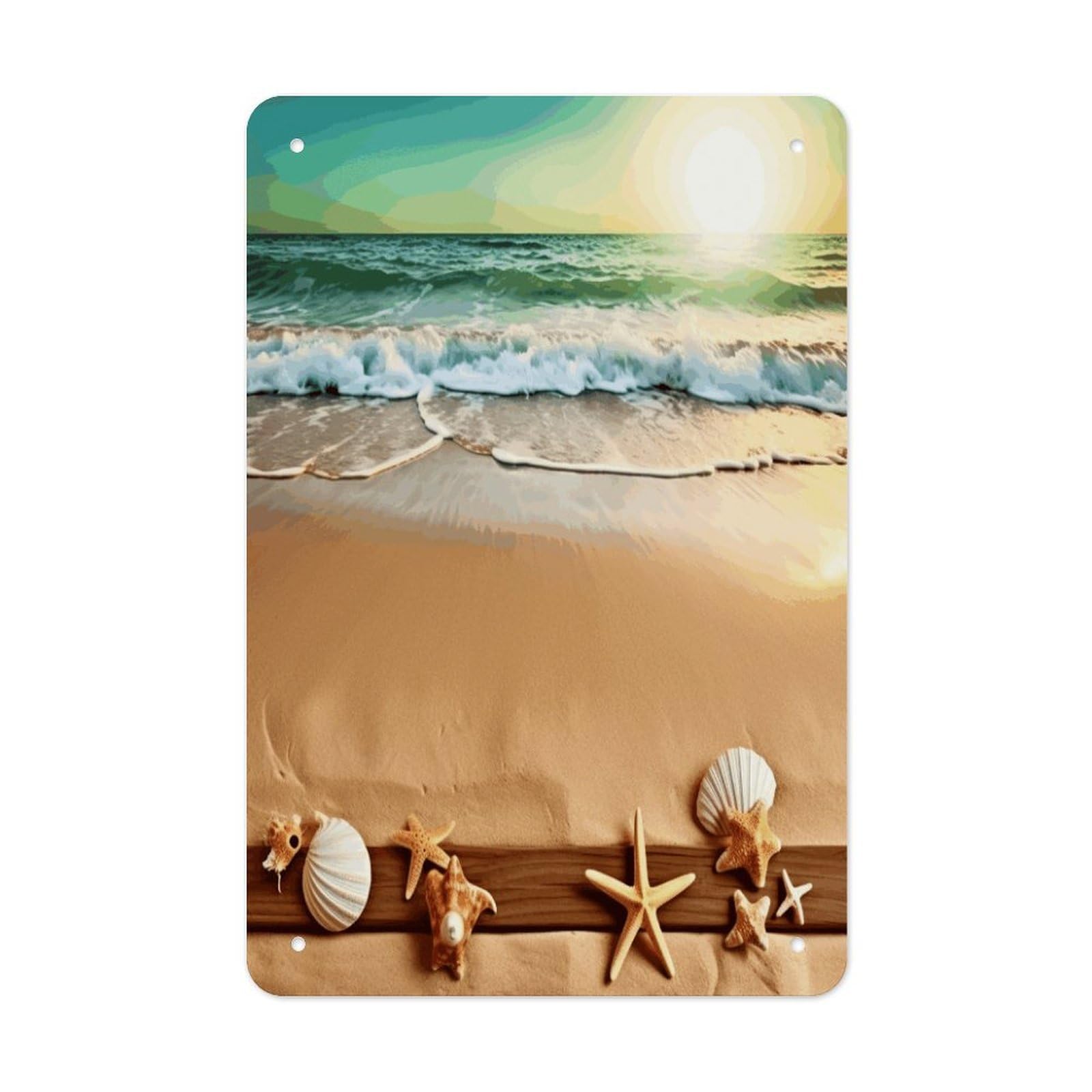 VstaDank Ocean Beach Theme Metal Tin Signs Personalized Wall Art Prints Decoration Art Poster Funny Vintage Tin Sign Iron Sheet Painting Metal Signboard Decor Painting for Wall Decor