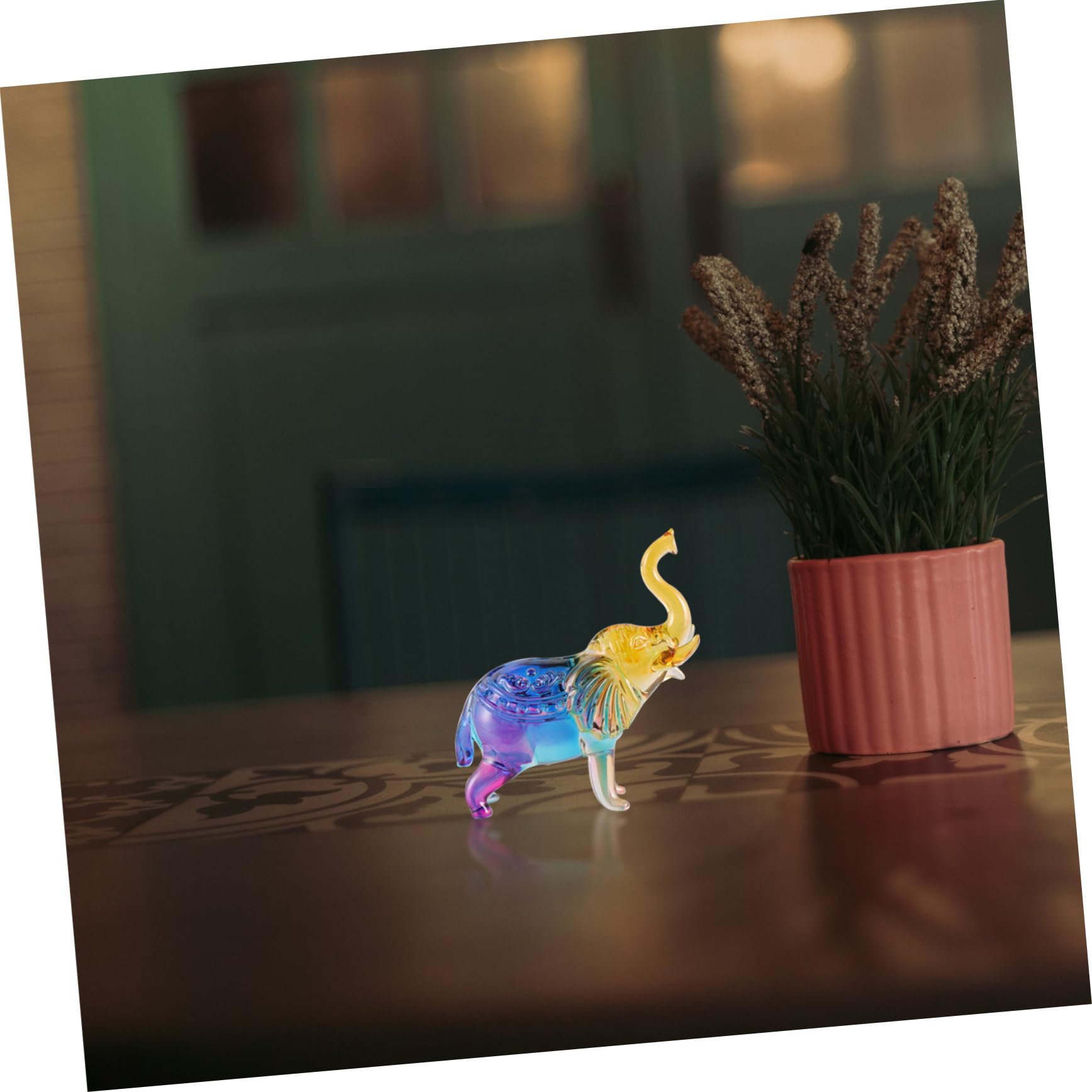 Amazon｜FOMIYES クリスタル象の置物タイ象像ガラス飾り像動物グッズ家  