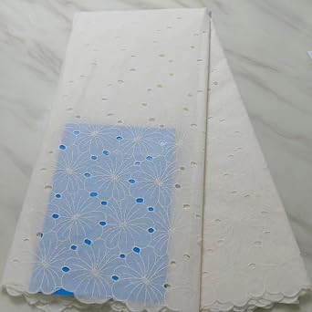 African Lace Fabric Beautiful Nigerian Cotton Lace Fabric Plum Blossom Pattern Swiss Voile with Stones for Party Wedding Dresses Beige