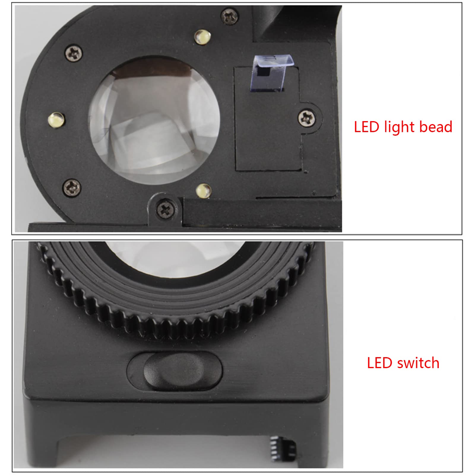 EUQKKWLOY Vergrößerungsglas 20x, beleuchtete Lupe, Münzlupe mit Licht, Juwelierlupe für Stickereien, Stempel, Augenlupe mit Licht