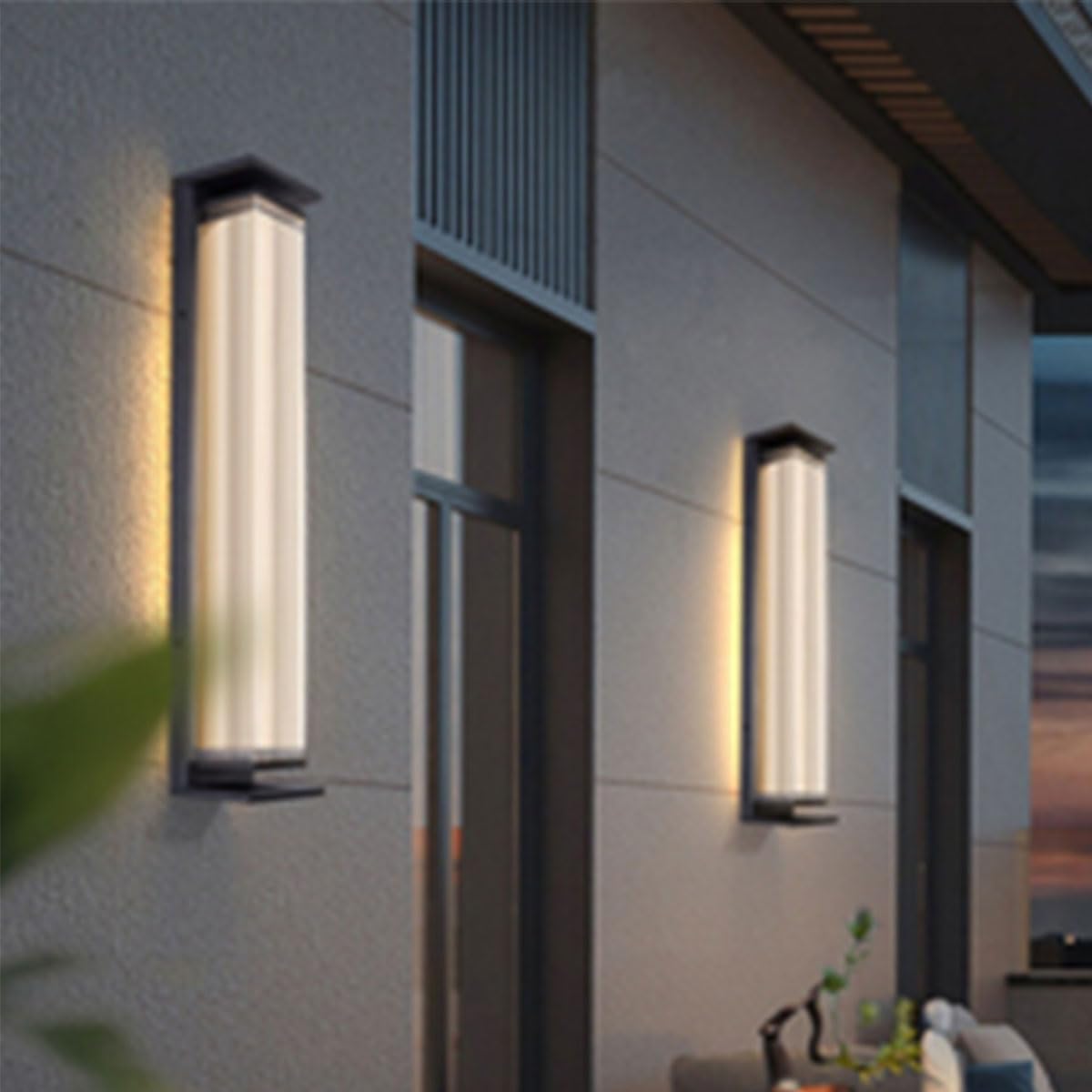 Nowoczesna minimalistyczna lampa ścienna zewnętrzna, słupek ogrodzeniowy, oświetlenie dekoracyjne, taras, ogród, wodoodporny sprzęt oświetleniowy