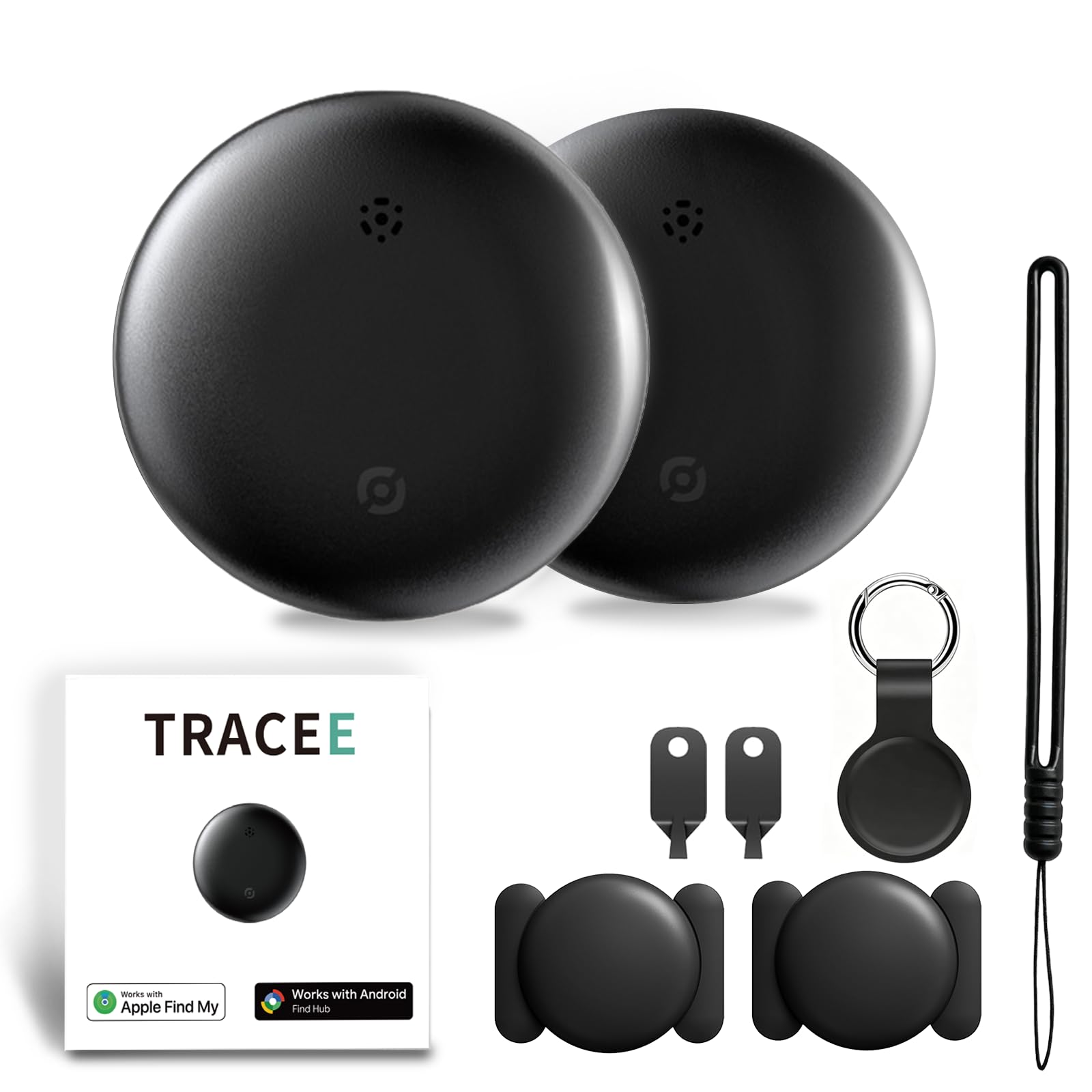 Photo 1 of Tracee GPS Tracker 2.0, 2 Pack Magnetic Hidden Locator, Advanced Bluetooth Anti-Lost Tracker with Protective Case and Lanyard, Universal Compatibility with iOS & Android Systems, Black