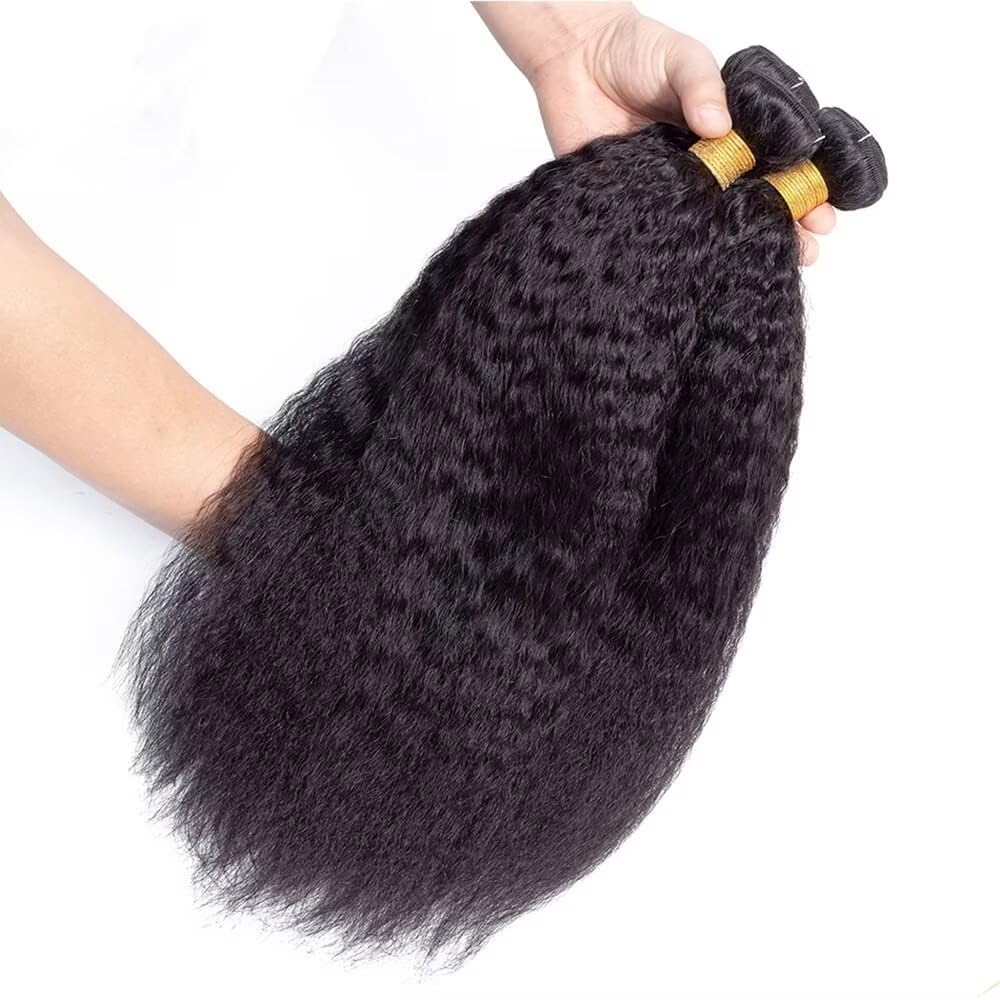 Kinky Yaki Straight Bundles Human Hair 10 12 14 Pouce 3 Bundles Tissage Cheveux Naturels Yaki Human Hair Bundles For Women 10A Grade Tissage Cheveux Naturels Brésilien Kinky Straight