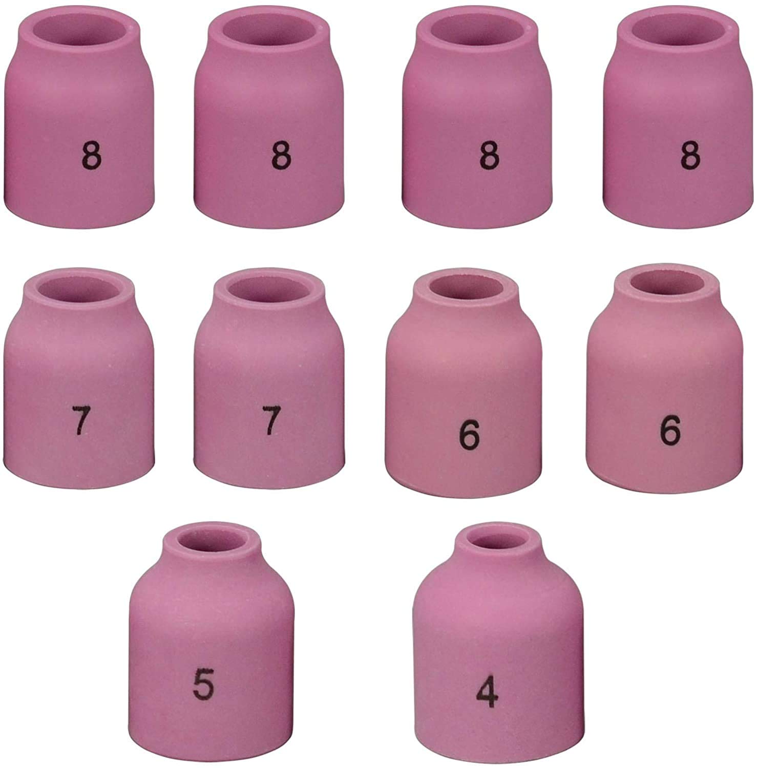 RIVERWELD TIG Gas Lens Alumina Nozzle Ceramic Cups Kit 53N58 4# 6.5mm, 53N59 5# 8.0mm, 53N60 6# 9.5mm, 53N61 7# 11.0mm, 53N61S 8# 12.5mm for PTA DB SR WP 9 17 18 20 25 26 TIG Welding Torch 10pcs
