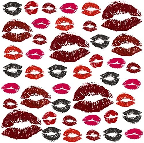 ZZXLLRO 55 Sheets (145Pcs) Red Lips Temporary Tattoo Stickers, Self-adhesive Fake Red Lips Tattoos, Water-proof Face Stickers for Adult Women Girls Face Body Valentine's Day Decorations