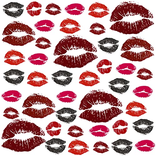 Zzxllro 55 Sheets (145Pcs) Red Lips Temporary Tattoo Stickers, Self-Adhesive Fake Red Lips Tattoos, Water-Proof Face Stickers For Adult Women Girls Face Body Valentine's Day Decorations #TOP3