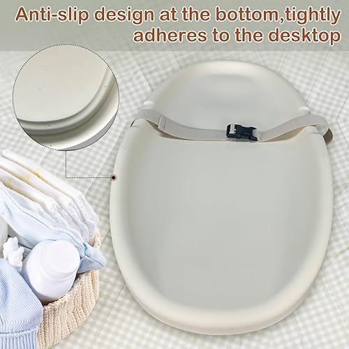 Miniatura 3 de Cambiador de bebé, impermeable, fácil de limpiar, cambiador de espuma de poliuretano en la mesa para cambiar pañales y tocador (gris)
