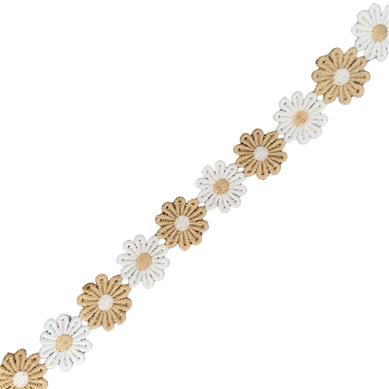 Buxuaaaa Gold 15 Yards Embroidered Flower Lace Trim 25Mm Wide Flower Decorating Lace Trims For Sewing Dress Making Clothes Decoration Embroidered Trim