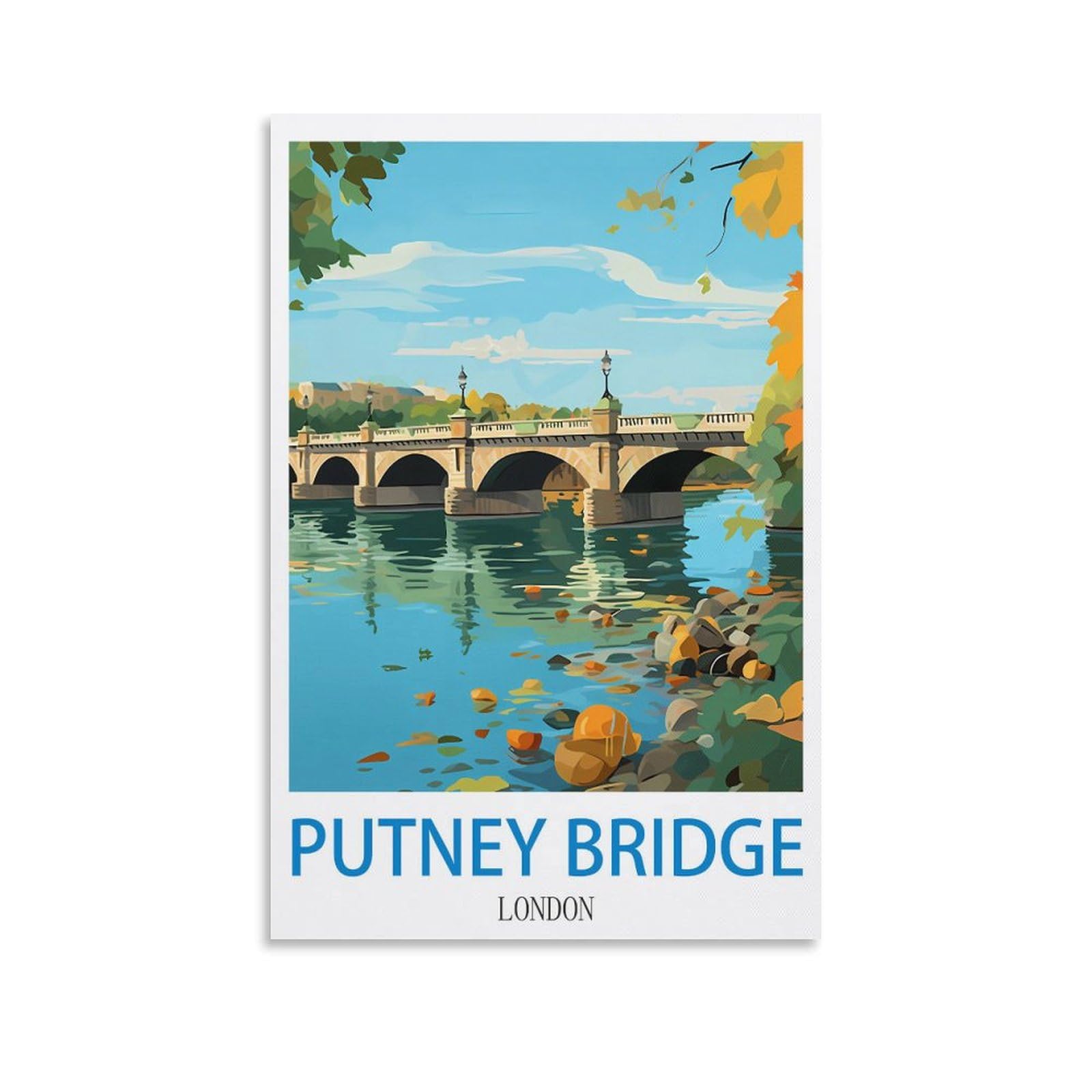 FZYUEN Putney Bridge London Vintage Travel Posters 24x36inch(60x90cm) Canvas Wall Art Prints for Wall Decor Room Decor Bedroom Decor