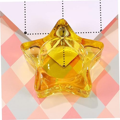 Miniatura 2 de Artibetter Candelabro de estrella de cristal antiguo, soporte de vela de cristal, tarros de vela transparentes, candelabros de colores, manualidades